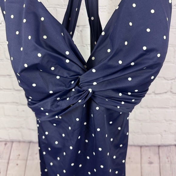 LL Bean Navy and White Polka Dot Swim Dress Size 18 Long - Picture 3 of 6